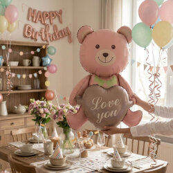 Romantic Bear with Heart Foil Balloon - 1