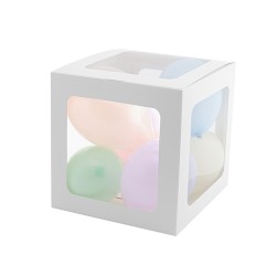 Kikajoy - Beyaz Makaron Şeffaf Balon Kutusu 25cm