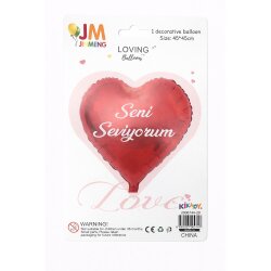 Seni Seviyorum Yazılı Kırmızı Kalp Folyo Balon - 2