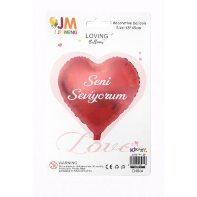 Seni Seviyorum Yazılı Kırmızı Kalp Folyo Balon - 2