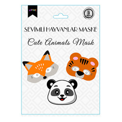 Sevimli Hayvanlar Karton Maske - Thumbnail
