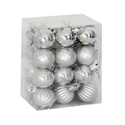 Silver Glass Ball Christmas Ornaments - 3