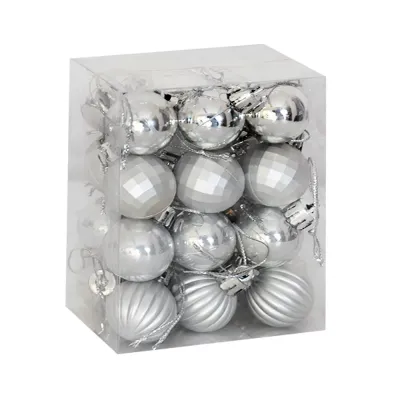 Silver Glass Ball Christmas Ornaments - 3