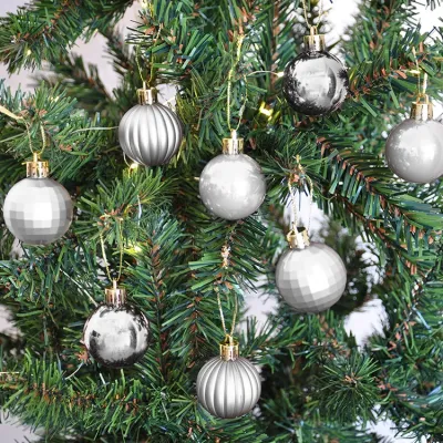 Silver Glass Ball Christmas Ornaments - 1