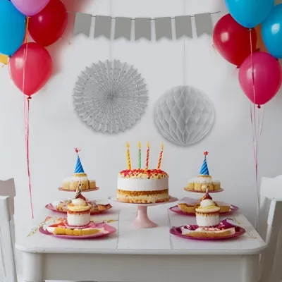 Silver Paper Decoration Set - 3pcs - 1
