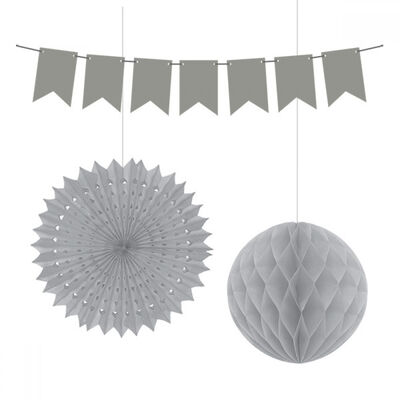 Silver Paper Decoration Set - 3pcs