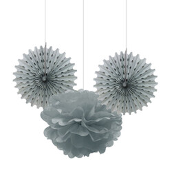 Kikajoy - Silver Paper Fan / Pompom Decoration Set 
