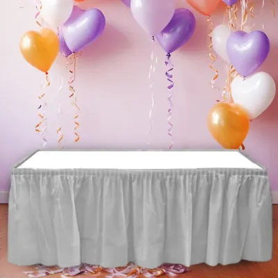 Silver Plastic Table Skirt - 1