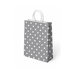 Silver Polka Dot Paper Bags with Twisted Handles - Kikajoy