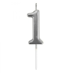 Çin Üretim - Silver Stick Numeral Candles 7cm No: 1