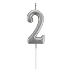 Çin Üretim - Silver Stick Numeral Candles 7cm No: 2