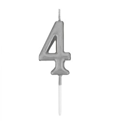 Çin Üretim - Silver Stick Numeral Candles 7cm No: 4