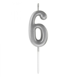 Çin Üretim - Silver Stick Numeral Candles 7cm No: 6