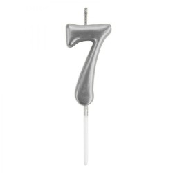 Çin Üretim - Silver Stick Numeral Candles 7cm No: 7