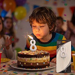 Silver Stick Numeral Candles 7cm No: 8 - 1