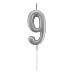Çin Üretim - Silver Stick Numeral Candles 7cm No: 9
