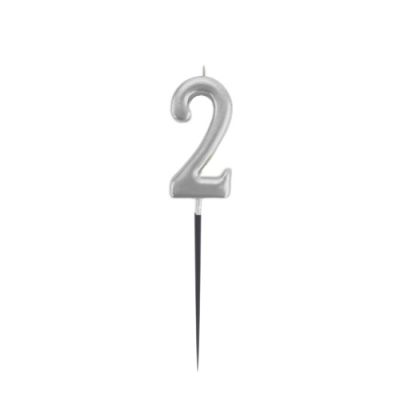 Silver Stick Numeral Candles No: 2