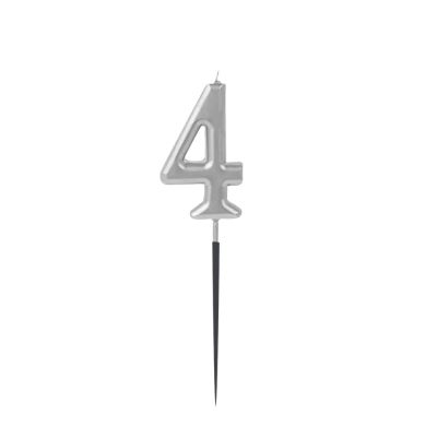 Silver Stick Numeral Candles No: 4