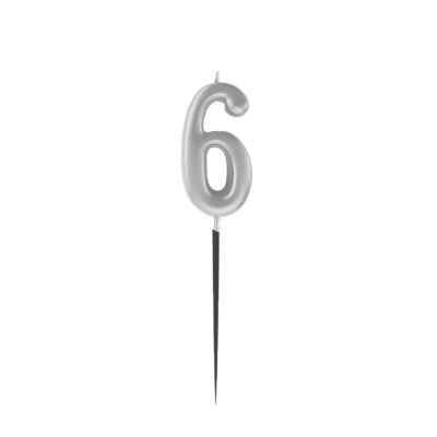 Silver Stick Numeral Candles No: 6