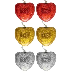 Simli Kalp Ağaç Süsü 6lı - Kikajoy (1)