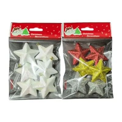 Simli Yıldız Ağaç Süsü 6lı - 1