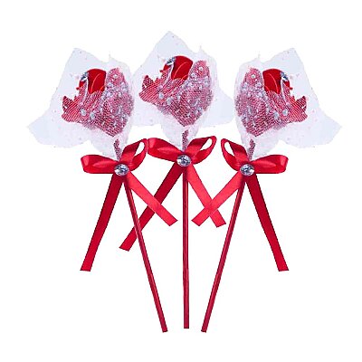 Single Artificial Red Rose with Tulle & Crystal Accent - 2