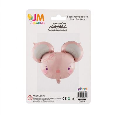 Soft Pink Mouse Face Foil Balloon - 2