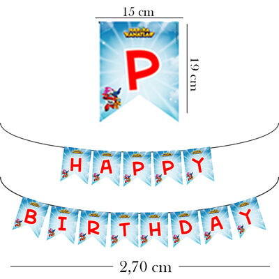 Super Wings Happy Birthday Paper Letter Banner