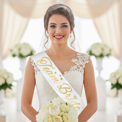 Team Bride Baskılı Varaklı Lüks Kuşak -Altın- - Kikajoy
