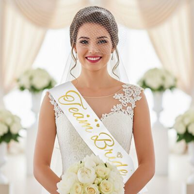 Team Bride Baskılı Varaklı Lüks Kuşak -Altın- - 1