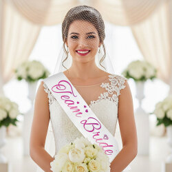 Team Bride Baskılı Varaklı Lüks Kuşak -Fuşya- - Kikajoy