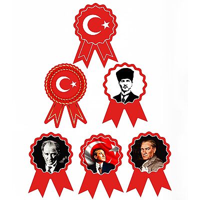 Turkish Flag and Ataturk Rosette Ribbon Badge - 3