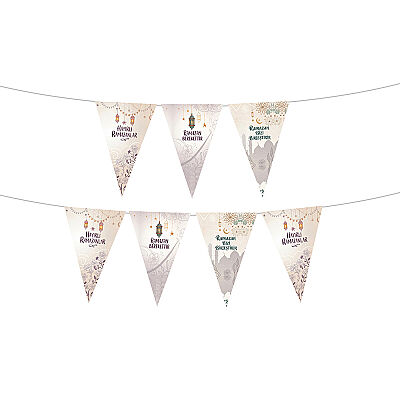 Ramazan Üçgen Flama Seti 150 cm - Hayırlı Ramazanlar & Ramazan Berekettir Yazılı Ev Süslemesi - 2