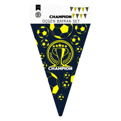 Champion Sarı Lacivert Üçgen Flama Süsleme Seti - Kikajoy
