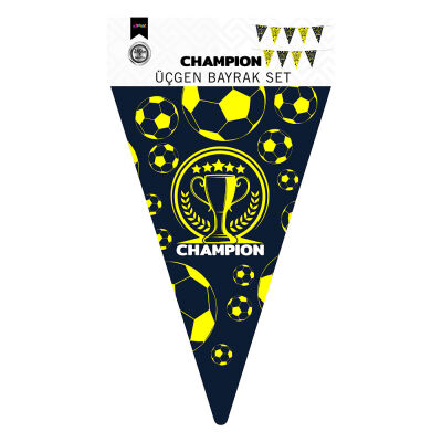 Champion Sarı Lacivert Üçgen Flama Süsleme Seti - 1