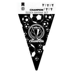 Champion Siyah Beyaz Üçgen Flama Süsleme Seti - Kikajoy