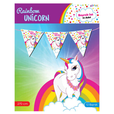 Rainbow Unicorn Üçgen Flama