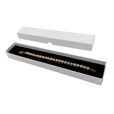 White Cotton-Filled Chain Bracelet Box - 1