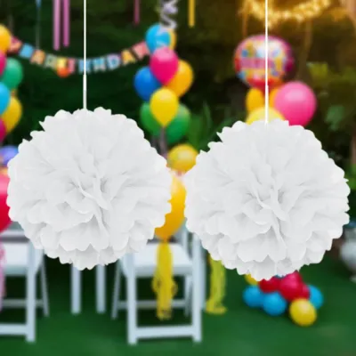 White Decoration Puff - 2pcs - 1