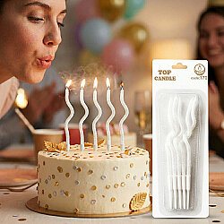 White Gilded Curvy Cake Candle Set (4-Piece) - 12 cm - 1