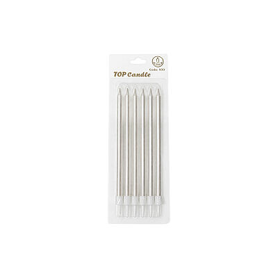 White Long Birthday Candle Set - 15 cm (6 Pieces) - 2