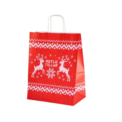 White Paper Bags with Twisted Handles - Christmas - 2