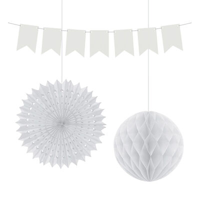 White Paper Decoration Set - 3pcs - 2