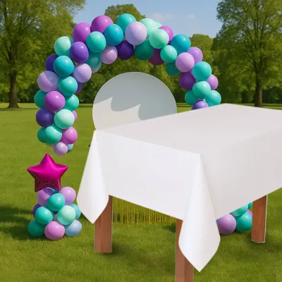 White Plastic Table Cover - 1