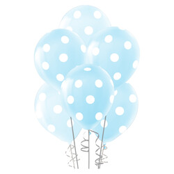 White Polka Dots on Light Blue Latex Balloons 12
