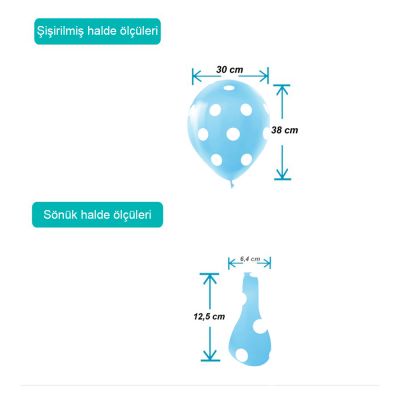 White Polka Dots on Light Blue Latex Balloons 12