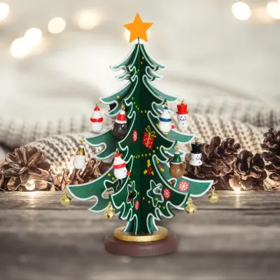 Wooden Christmas Tree Decor - Green - 1