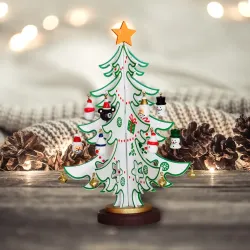 Wooden Christmas Tree Decor - White - 1