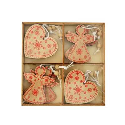 Wooden Christmas Tree Ornaments Set - 12 pcs - 2