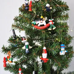 Wooden Christmas Tree Ornaments Set - 24 pcs - (1)